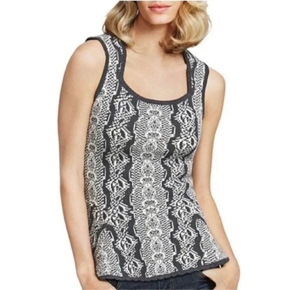 Womens CAbi Sleeveless Gray Peplum Shell Scalloped Hemline Vest #887 - Sz S